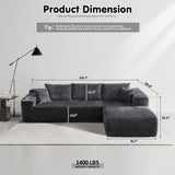 OVIOS 104" L-Shape Modular Couch with Chaise,Corduroy Fabric,No Assembly Required